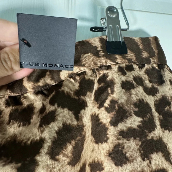 Club Monaco Satin Leopard Jackie Skirt Jupe Cocoa Brown Size 4 NWT - Picture 5 of 11